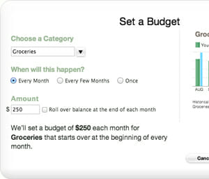 Setting a budget in Mint