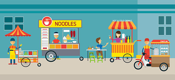 illustration of street food vendors