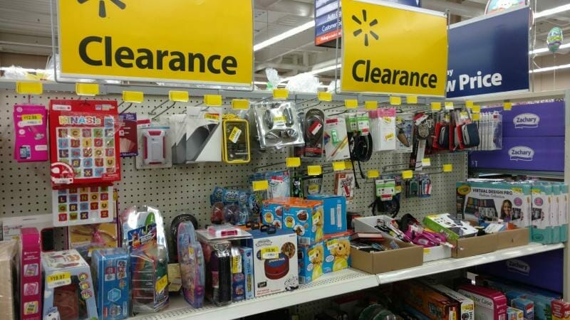 Items on clearance at Walmart.