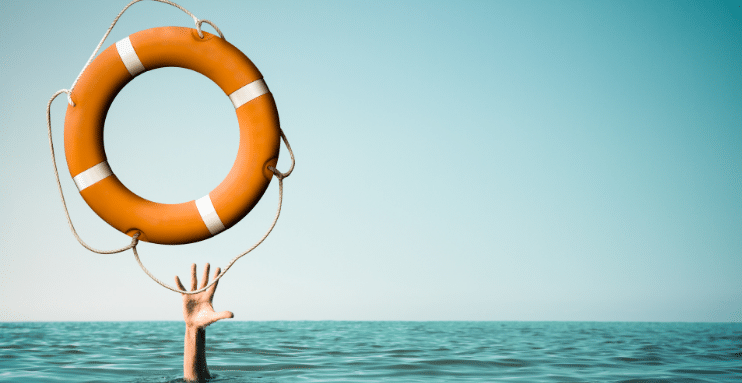 hand reaching for life preserver