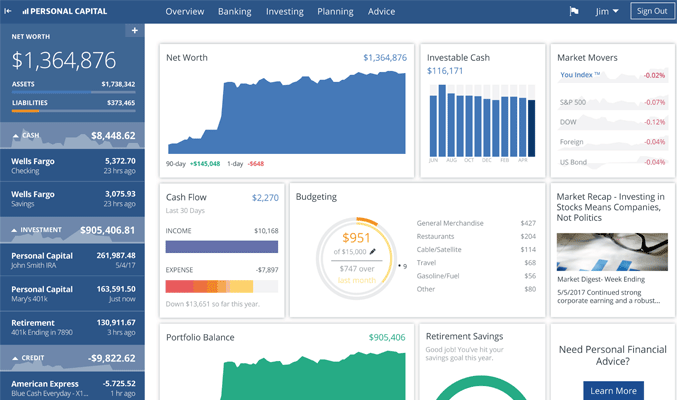 accounting software review personal capital screenshot