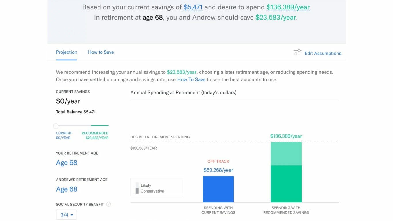 Betterment retirement projections