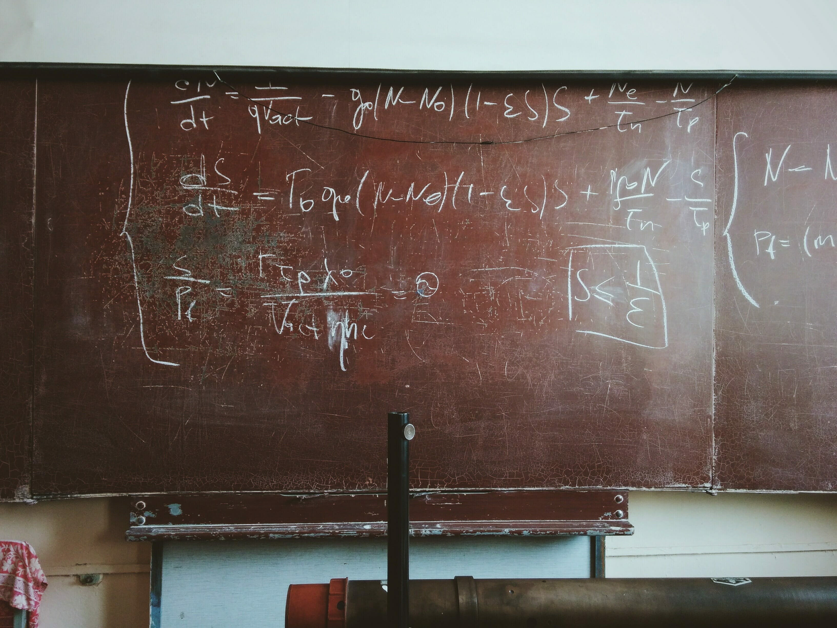 chalkboard with equations