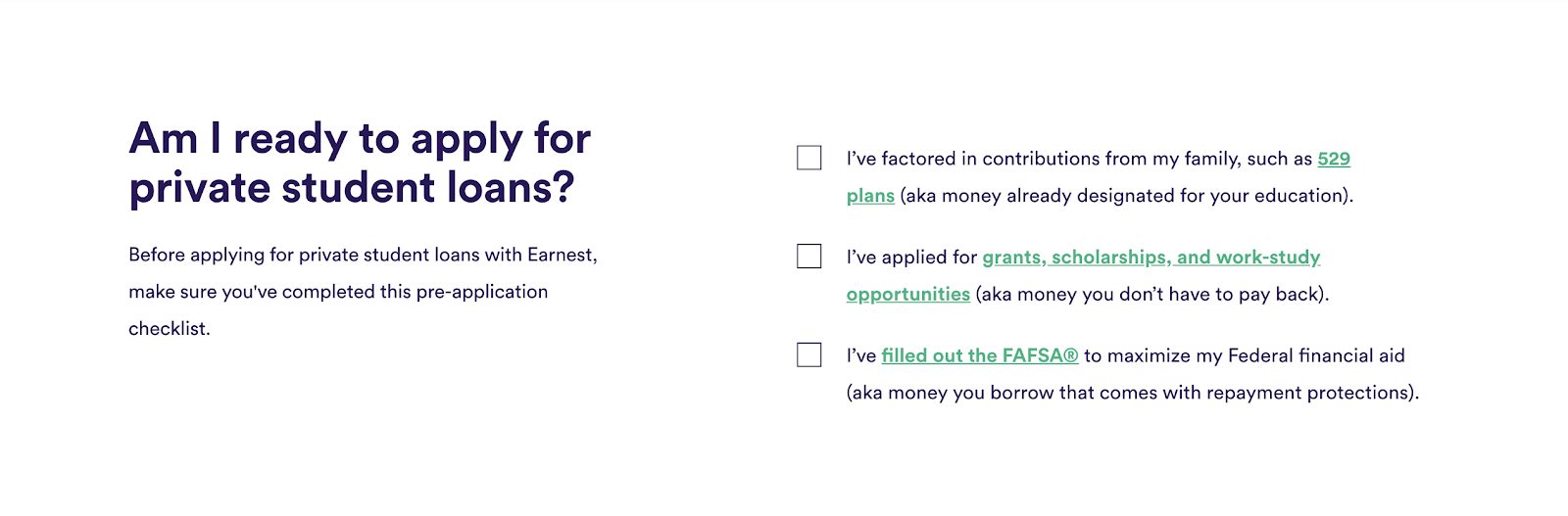 application checklist