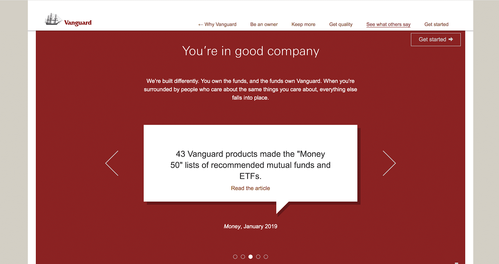 vanguard quote about how great their products are