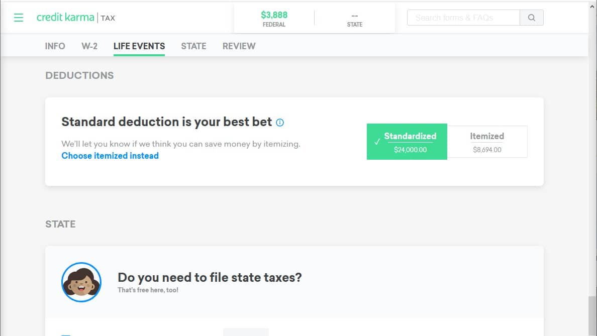 Credit Karma Tax Review - Deduction