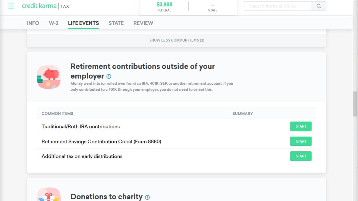 Credit Karma Tax Review - Life Events