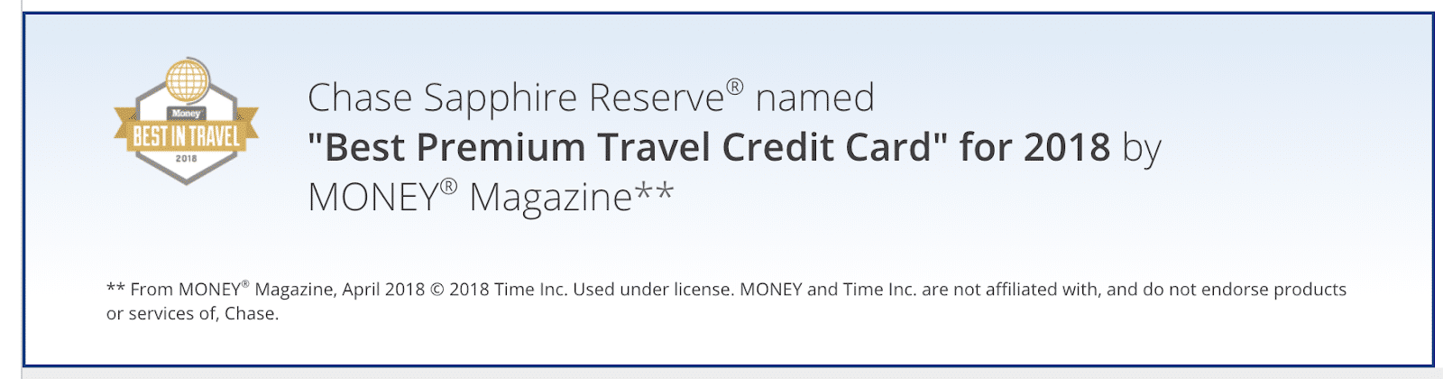 accolade of being best travel credit card