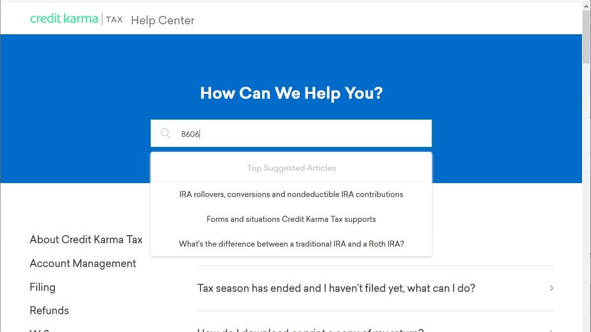 Credt Karma Tax Review - Help Center