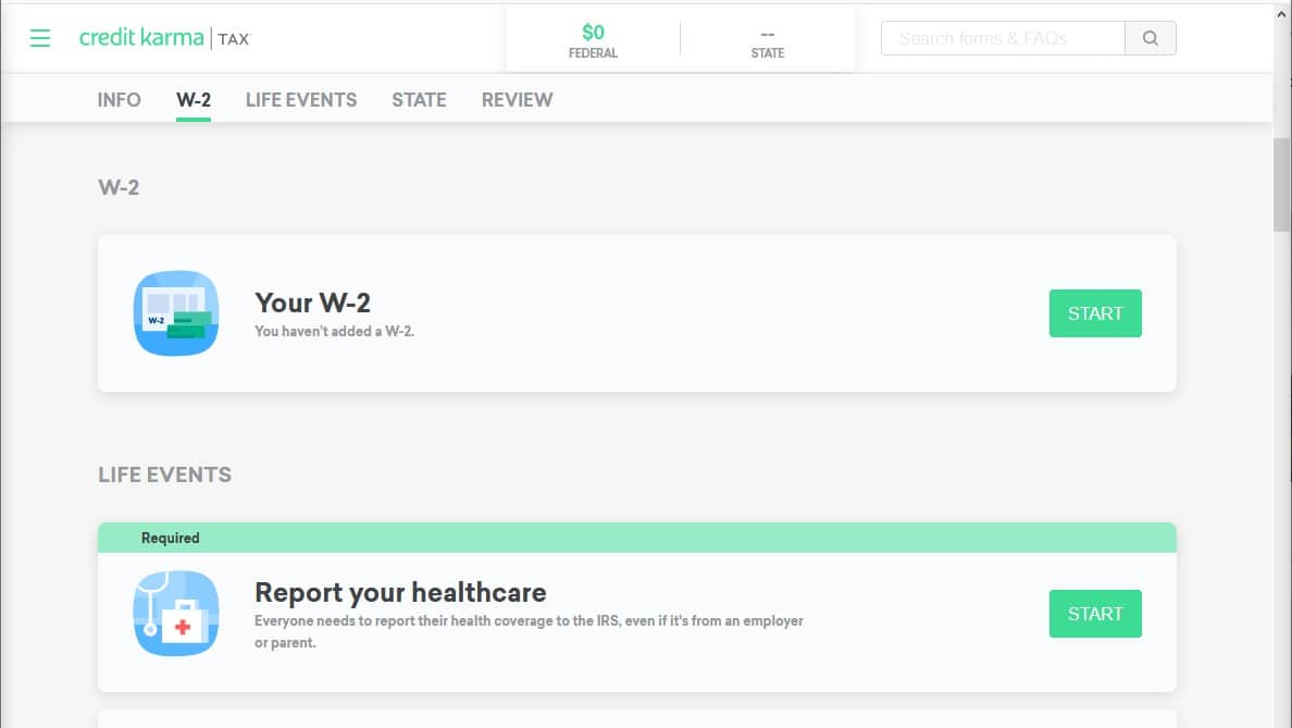 Credit Karma Tax Review - Navigation