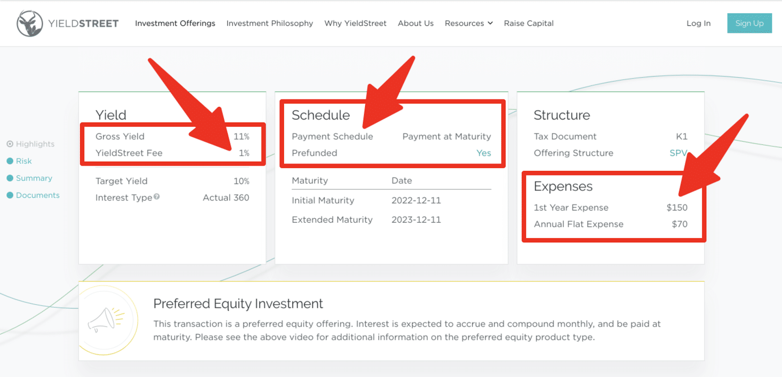 yieldstreet offering page analyzed