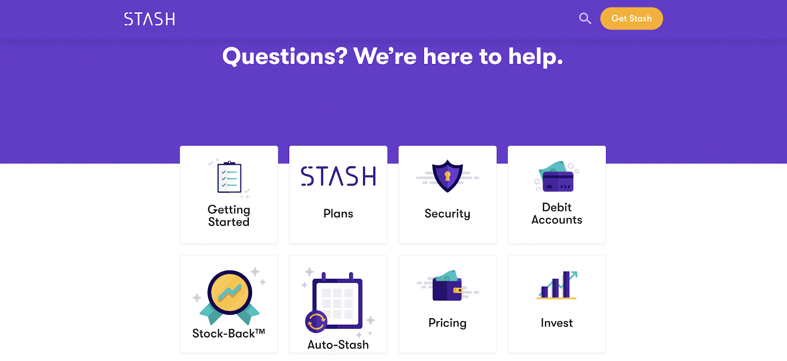 stash invest faq page to help