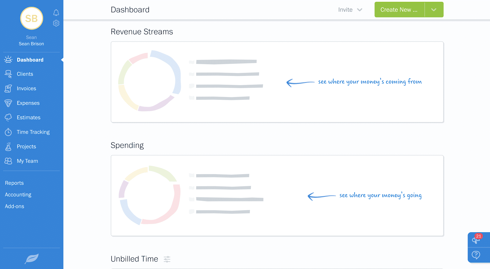 freshbooks dashboard