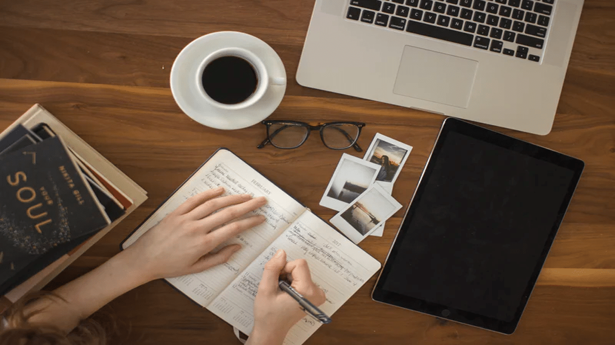 notebook and coffee