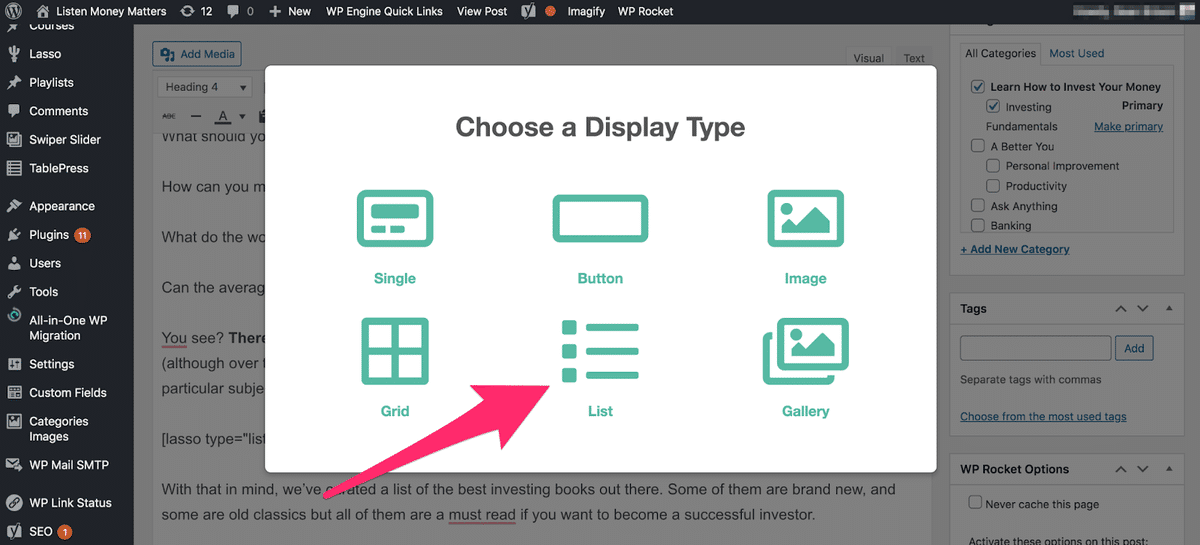 choosing list display to display a numbered list in lasso