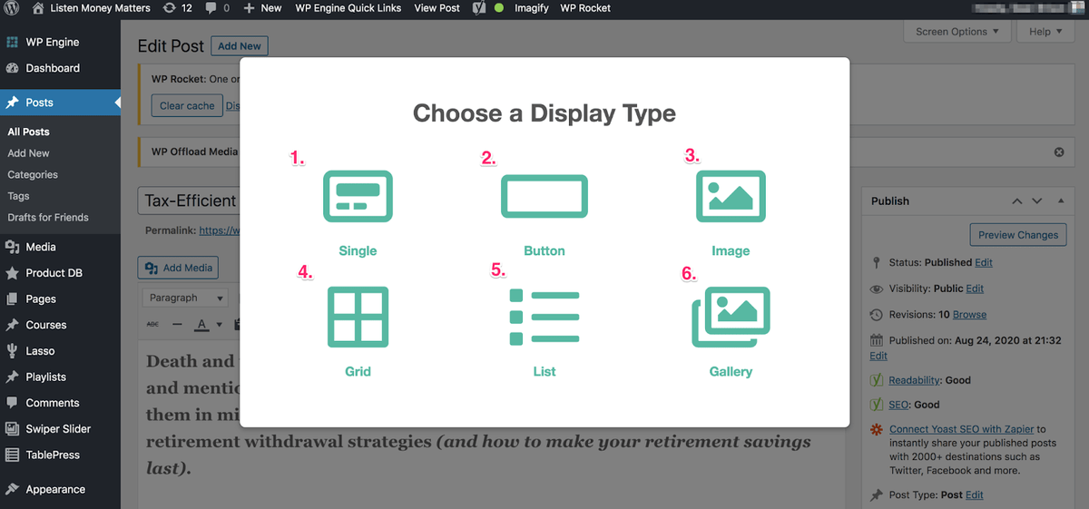 the six lasso display options