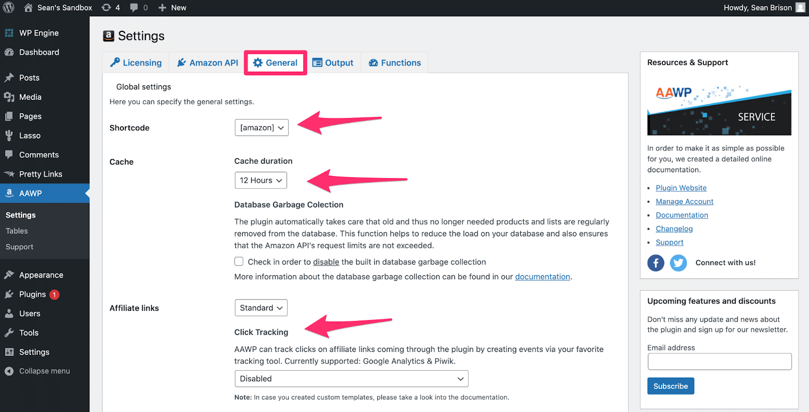 aawp general settings