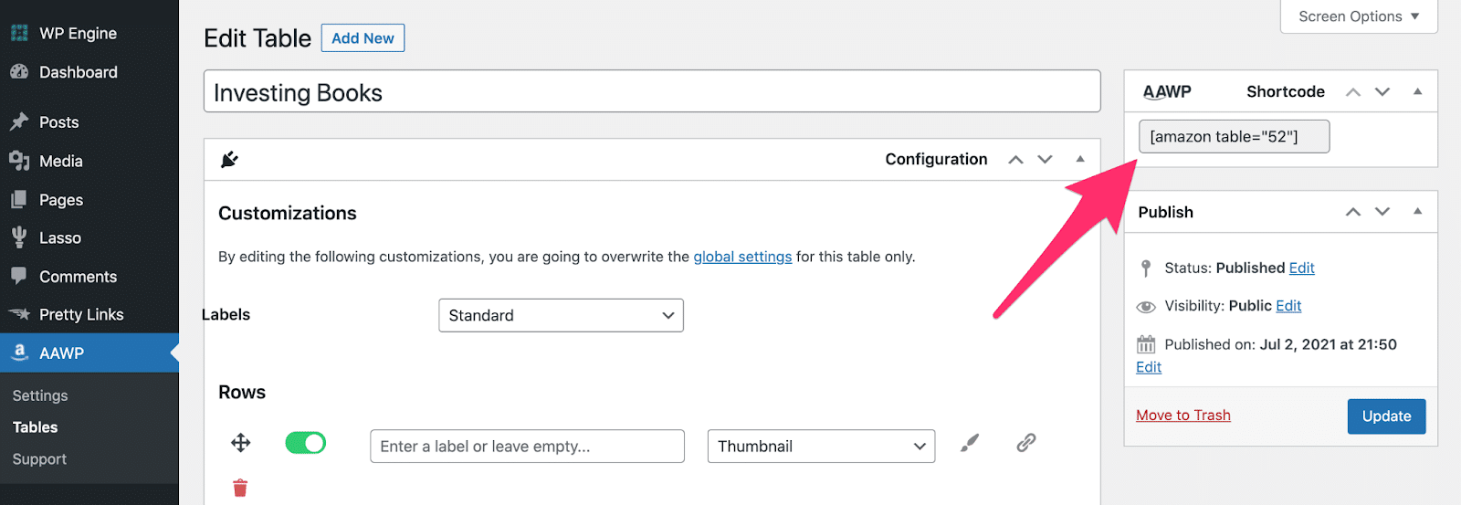 copying shortcode