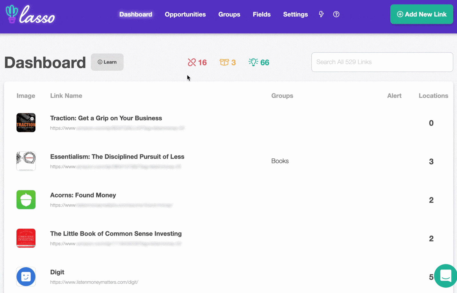 lasso dashboard gif moving from broken link alerts to out of stock product alerts to opportunties