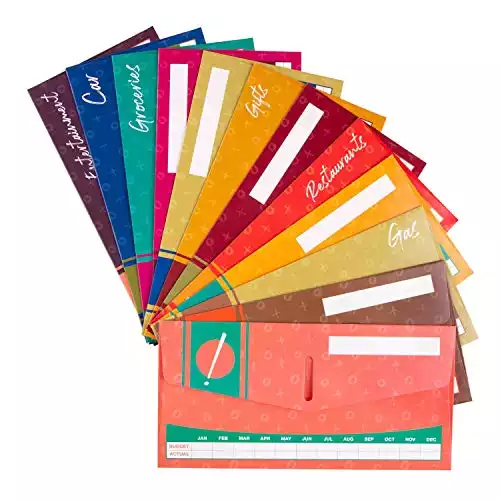 Cash Envelope System for Budgeting and Saving Money - Budget Keeper- 12 Pack Assorted Colors