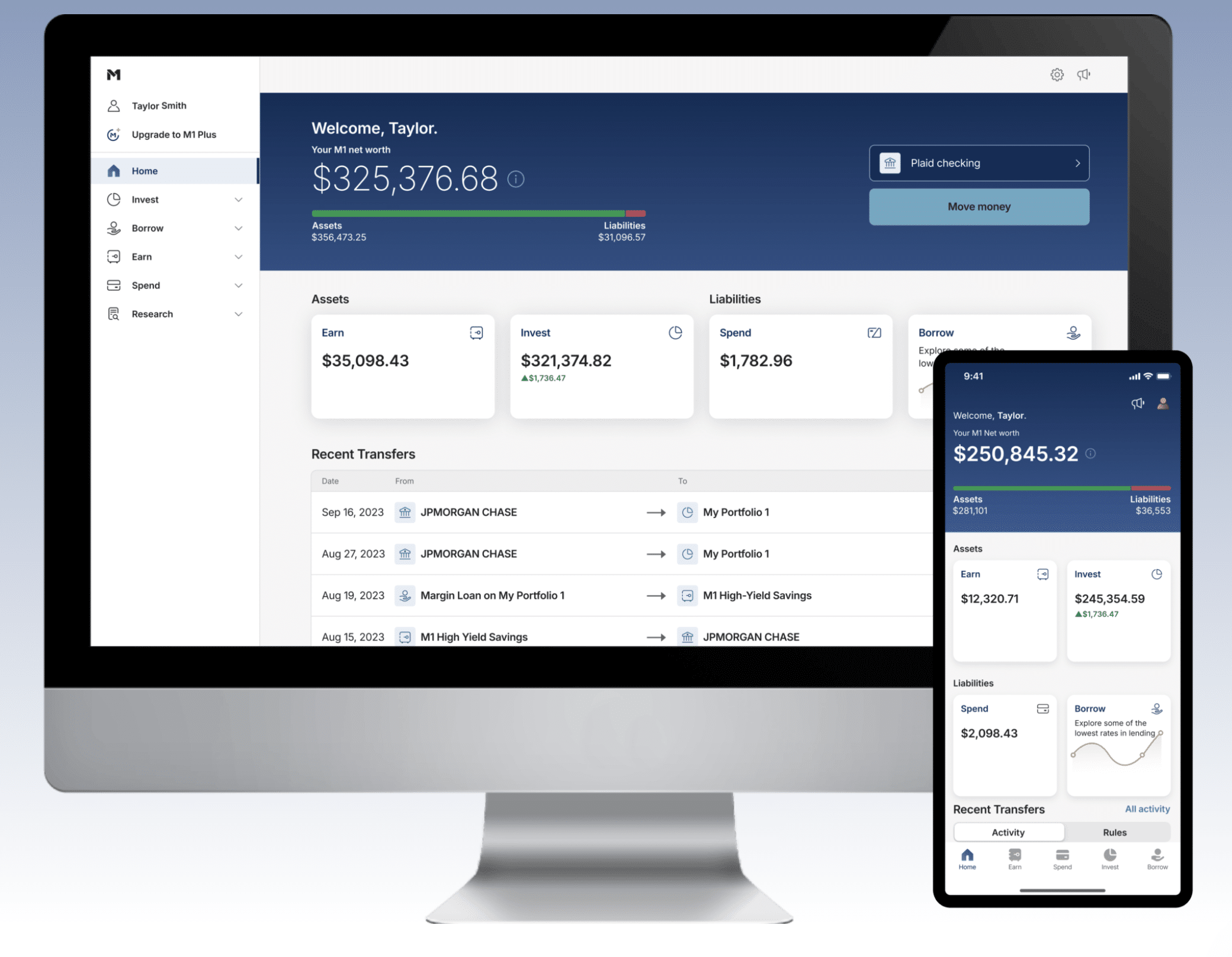 M1 Finance Desktop and Mobile